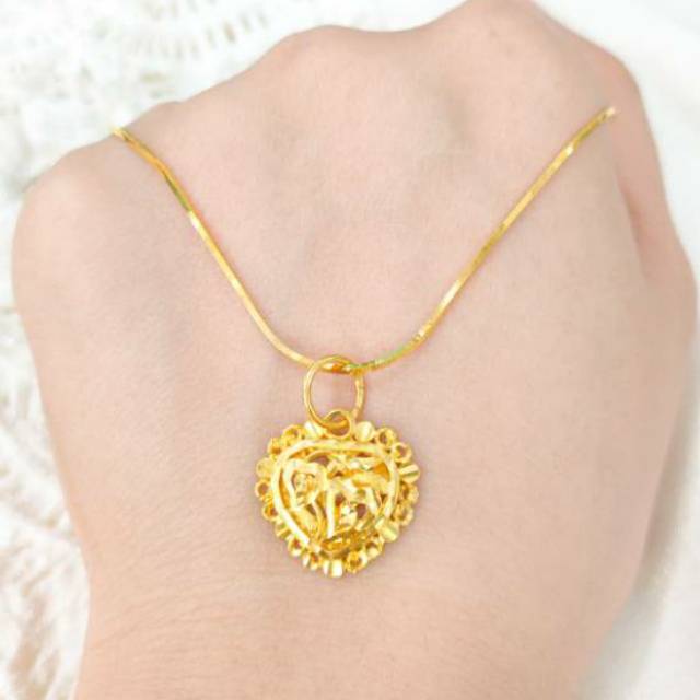 Kalung emas asli kadar 875 model hati