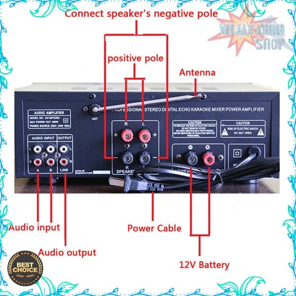 Ampli Karaoke Sunbuck Bluetooth EQ Audio Amplifier Home Theater FM Radio 2000W - AV-MP326BT