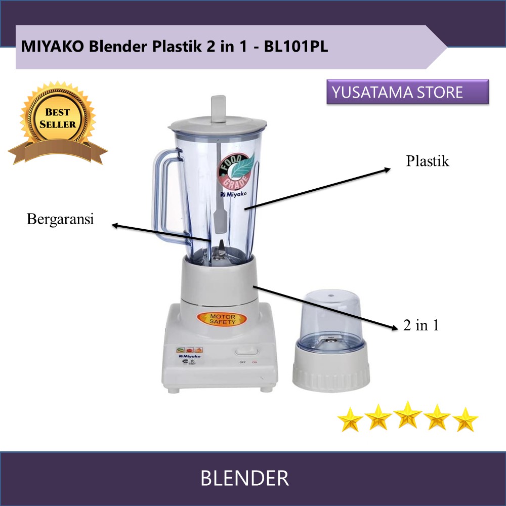 blender juicer belender perlengkapan rumah murah terbaru plastik miyako 2 in 1 - BL101PL