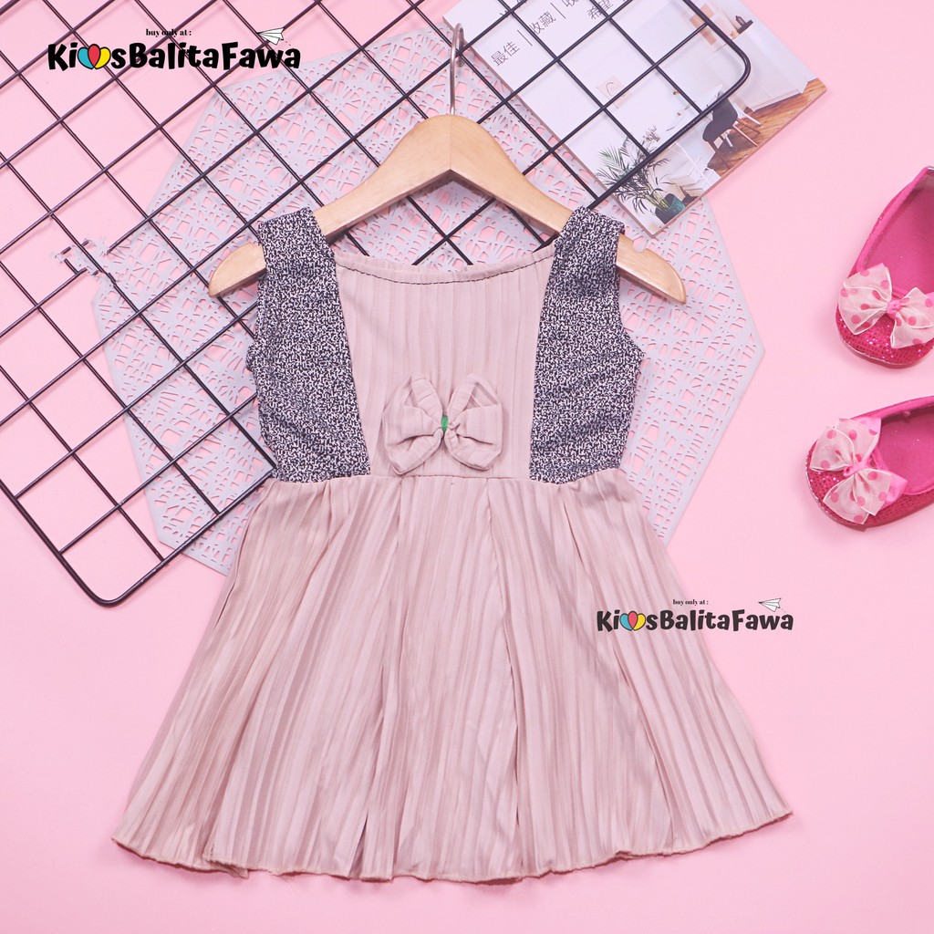 Dress Riani uk Bayi-4 Tahun / Dres Import Yukensi Anak Perempuan Baju Tanktop Pakaian Plisket Gaun