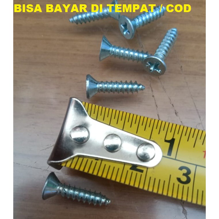 SEKRUP TREPES 1,5 cm  / SKRUP KEPALA DATAR RATA ALMUNIUM TAPPING 1,5 cm