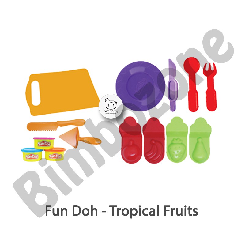 Bimbozone - Mainan Anak Perempuan Mainan lilin Playdoh murah - FUN DOH TROPICAL FRUITS