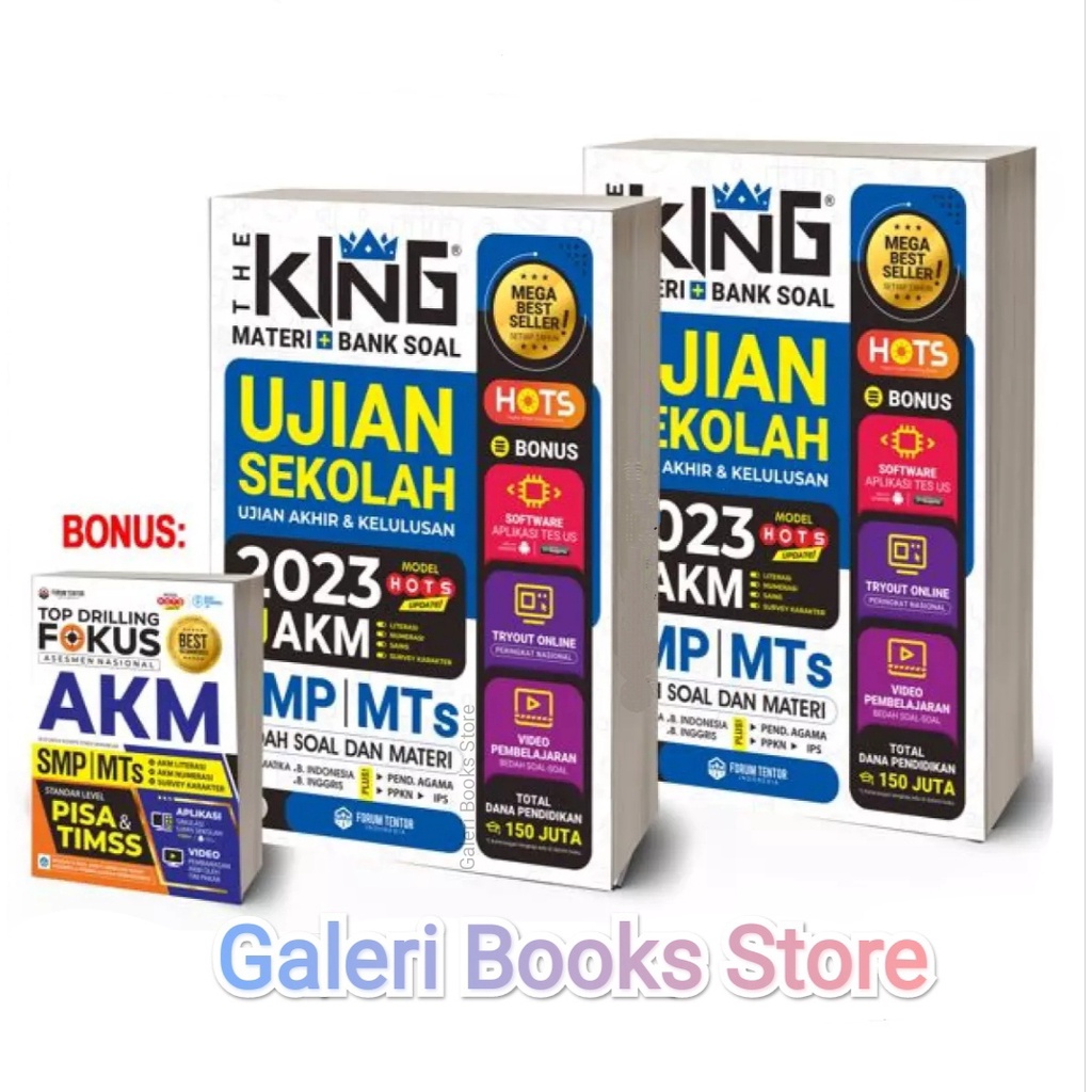 BUKU UJIAN SEKOLAH DAN AKM SMP 2022 THE KING MATERI BANK SOAL UJIAN SEKOLAH + AKM SMP - MTS 2022