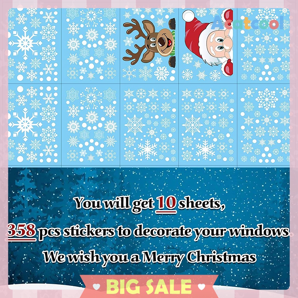 4pcs Christmas Window Glass Sticker Wall Decal Xmas Snowflake Decoration