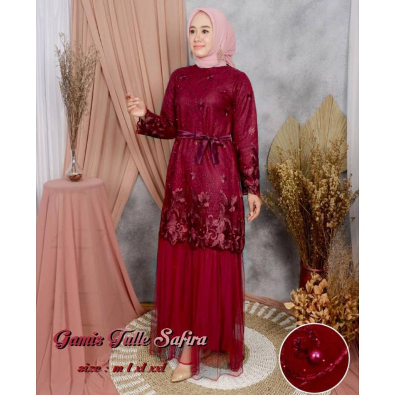 gamis katun tulle safira