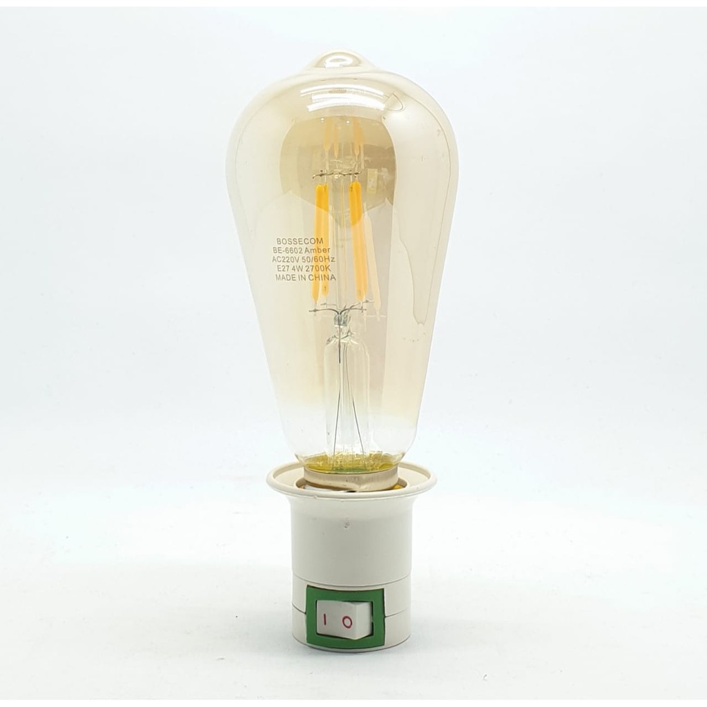 BSC BE-6602 4W E27 ST64 2700K Kuning Amber Lampu Led Filamen + Linux Fiting Colok Switch / LAMPU TIDUR / M