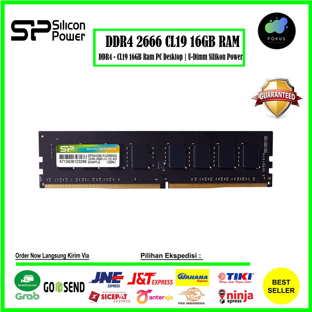 Silicon Power DDR4 2666MHz CL19 16GB UDIMM RAM PC Desktop - RAM 16GB