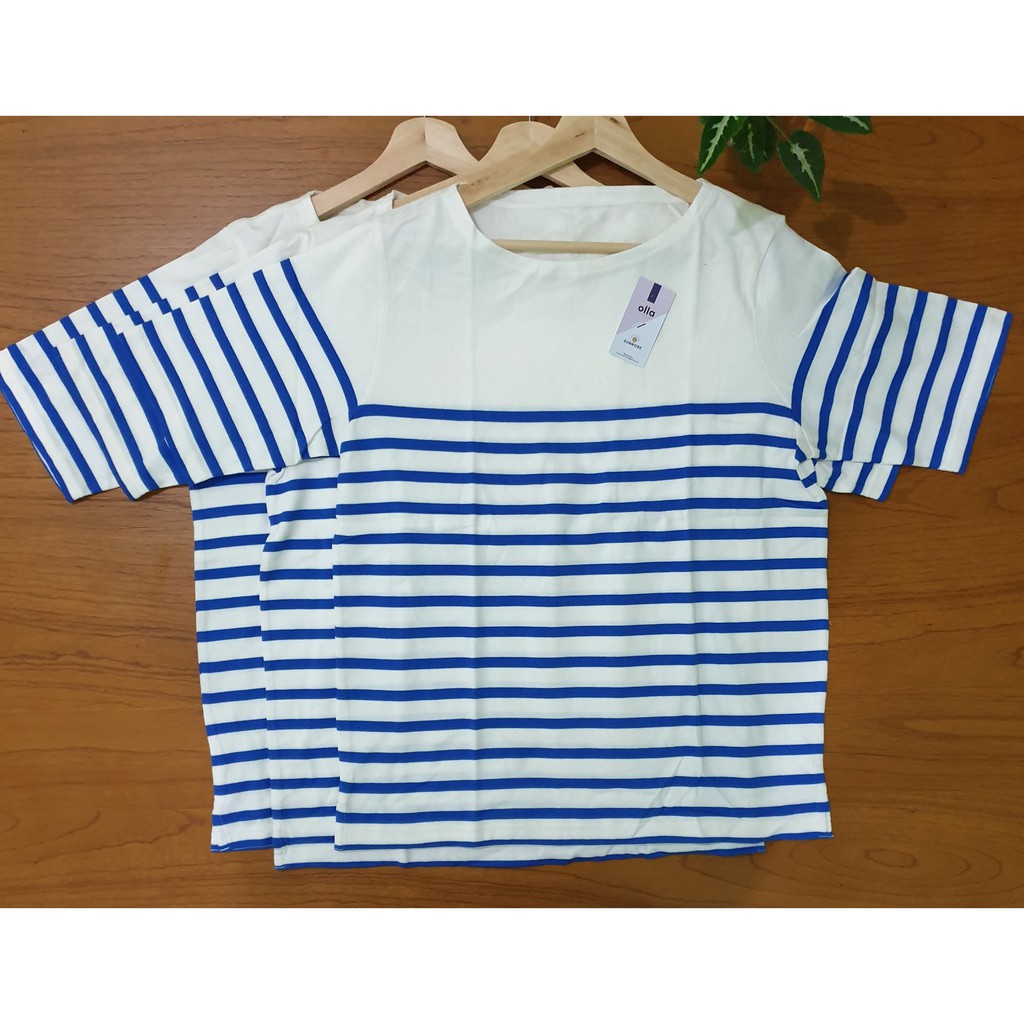 Baju Wanita Putih Garis Biru Ukuran M