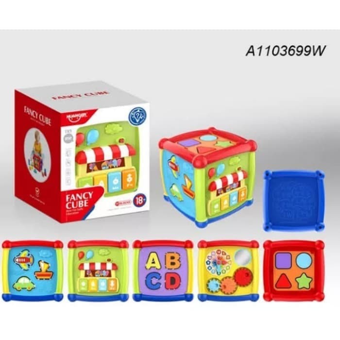 Baby Toys Mainan Edukasi Anak Bayi Balita  1 2 3 4 Tahun Fancy Cube Shape Sorting Box Musik Piano Kubus HE0520- Kado mainan Multifungsi