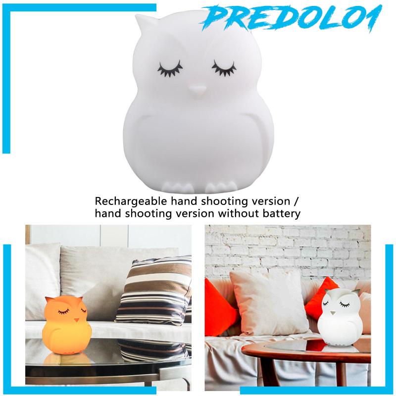 (Predolo1) Lampu Tidur Bentuk Burung Hantu Bahan Silikon Untuk Kamar Anak