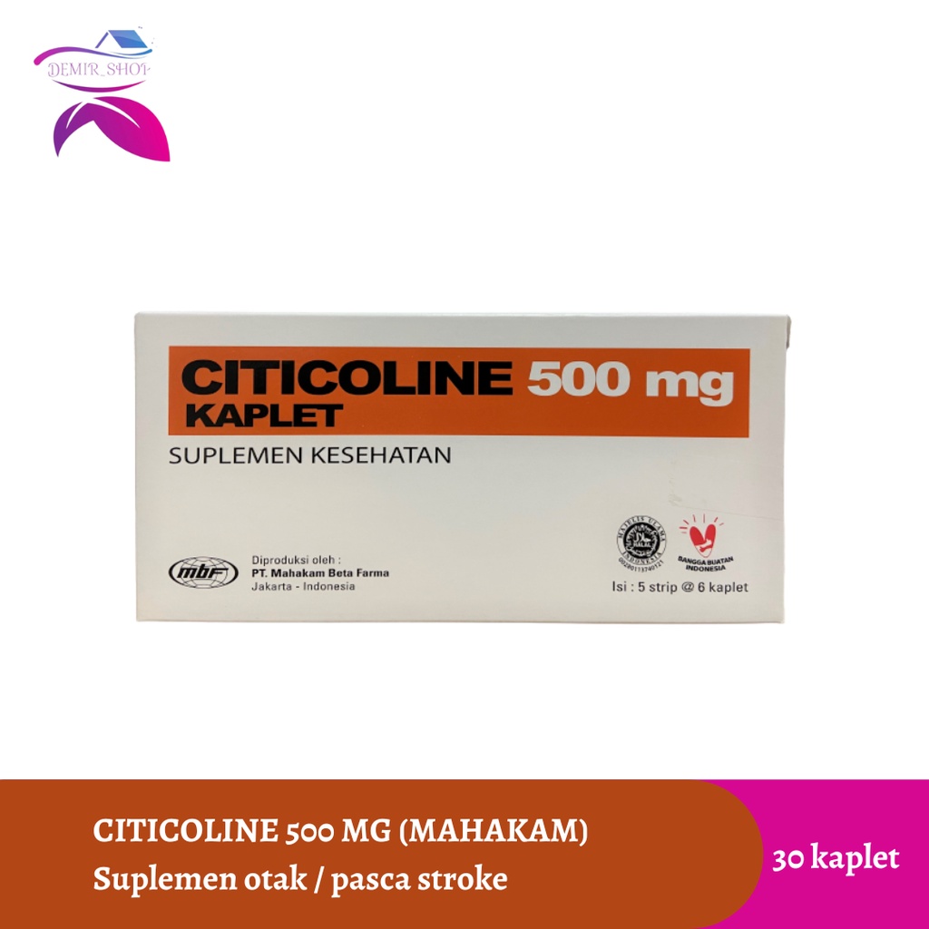 Citicoline 500 mg Box 30 Kaplet Mahakam Suplemen Otak / Pasca Stroke