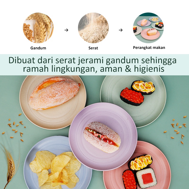 KAGK 4/5/12Pcs Set Alat Masak / Wheat Straw Piring  Bulat /Piring Kotak/Silikon Spatula / Kitchen Set Oil Brush