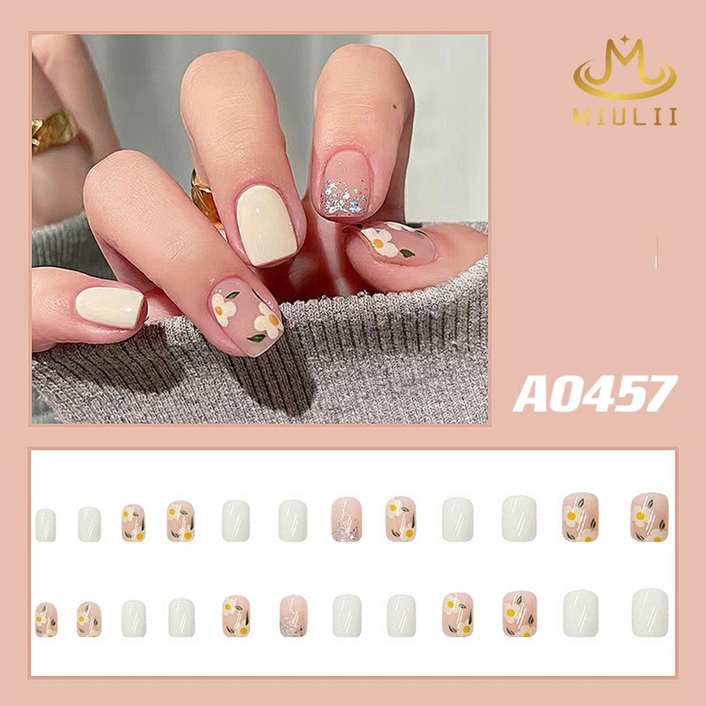 MIULII / KUKU PALSU  A0457  / 24PCS / 3D / NAIL ART / PREMIUM / CUTE / BIRU / FREE LEM JELLY / KUTEK