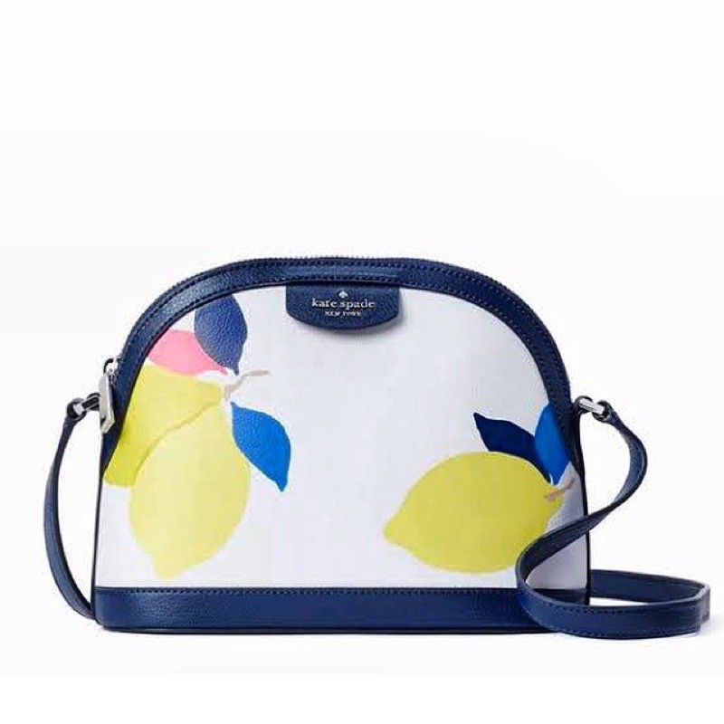 KATE SPADE Sylvia Lemon Zest Large Dome Crossbody White Multi