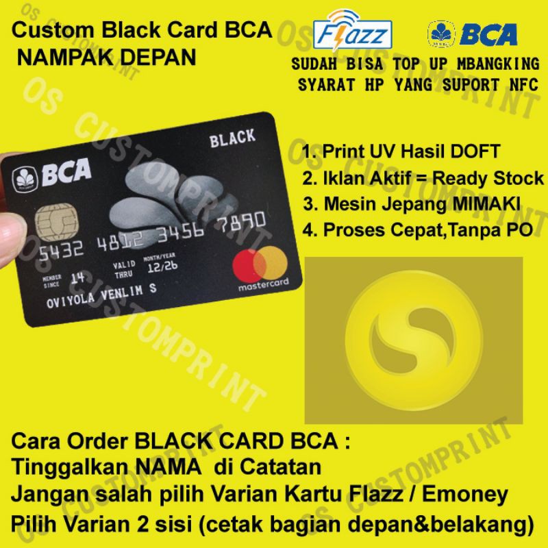 CUSTOM FLAZZ BCA GENERASI 2 NFC - BLACK CARD