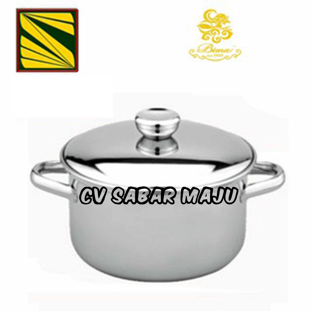 Panci Bima Prima Saucepot 16 Cm , 18 Cm, 20 Cm, 22 Cm , Dan 24 Cm Stainless Steel