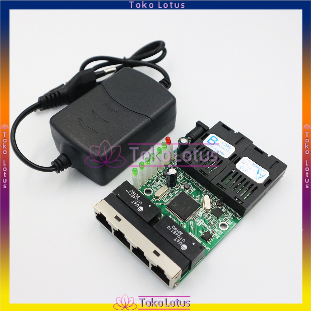 Fiber Optical Media Converter 2SC 4 RJ45 2F4E Ethernet PCBA board 10/100/1000M switch 4 RJ45 UTP 2 SC Gigabit [Bisa Bayar Ditempat]