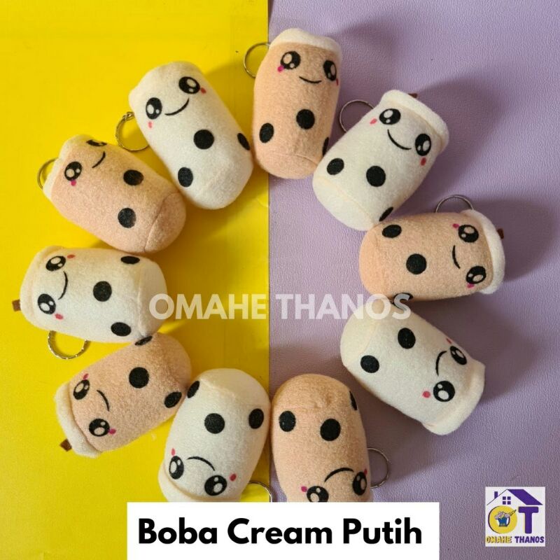 Aneka Gantungan Kunci Viral BISA PILIH MOTIF/gantungan replika miniatur snack/icecream/minuman/mie cup/samyang/boba/ganci snak/snek/rokok/eskrim/ganci unik/bts/gantungan kunci unik lucu murah kekinian/ganci seribuan/suvenir souvenir nikah murah-Boba Cream dan Putih