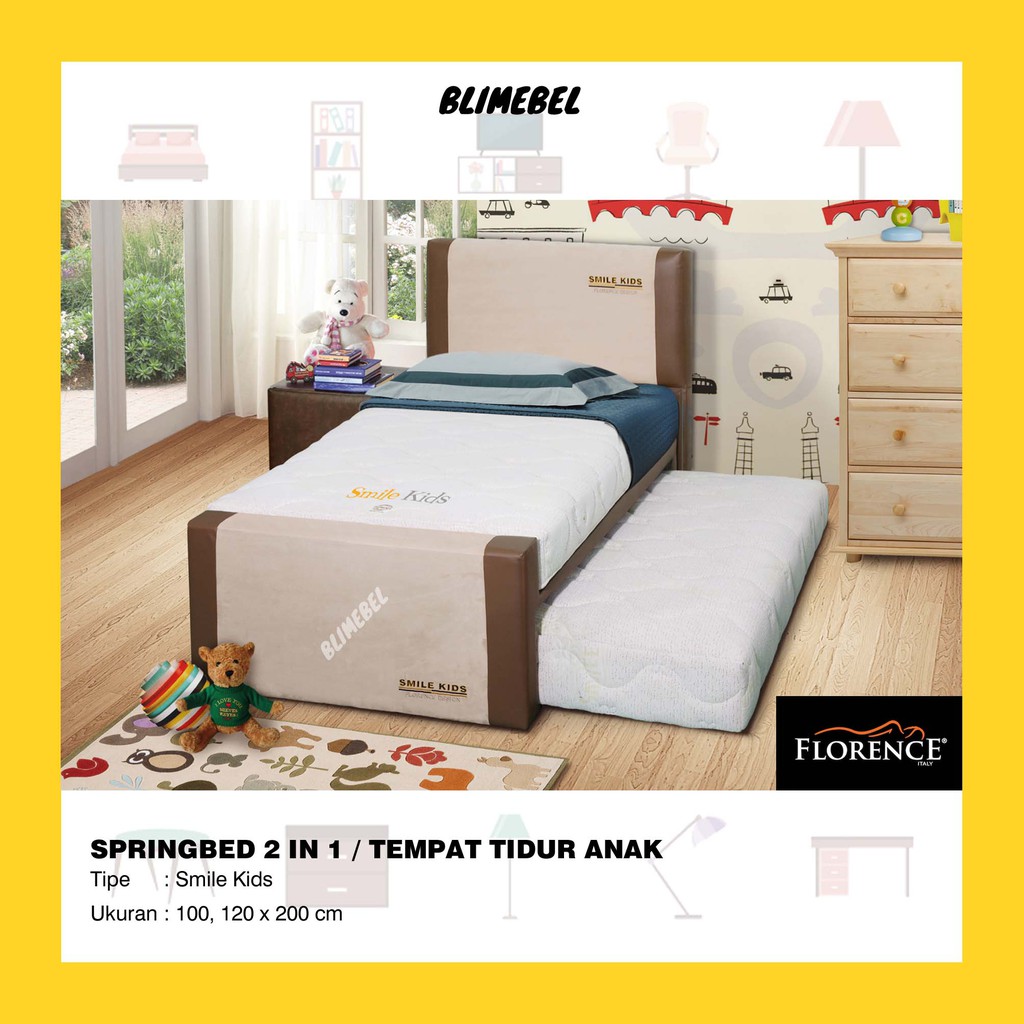 [FREE ONGKIR JAWA-BALI*] Florence Springbed 2 in 1 Smile Kids / Tempat Tidur Anak / Ranjang Sorong