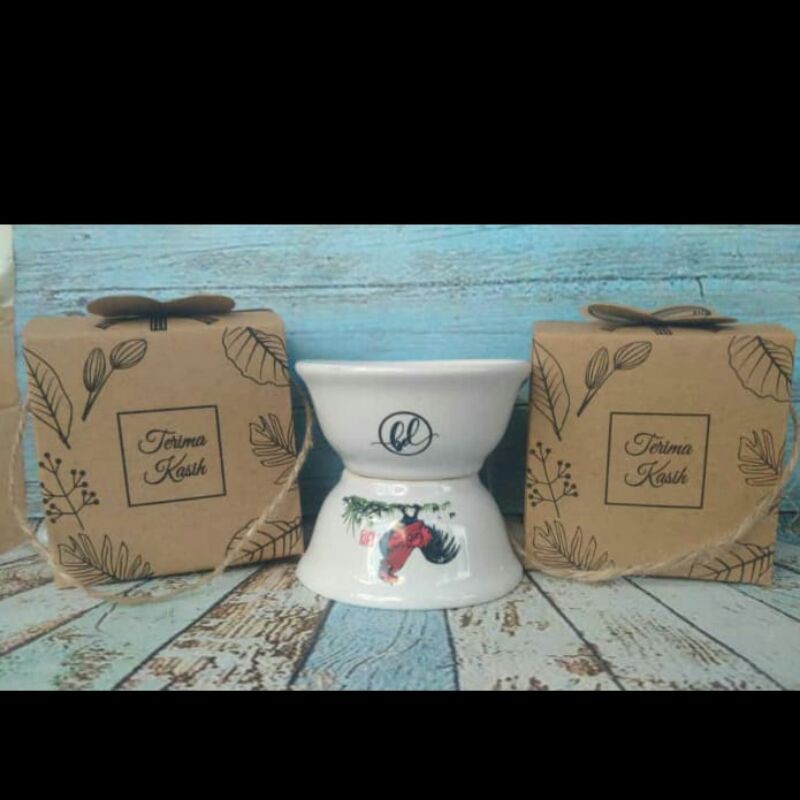 souvenir mangkok ayam jago mini plus cetak sablon kemas box rustik mangkok keramik mini