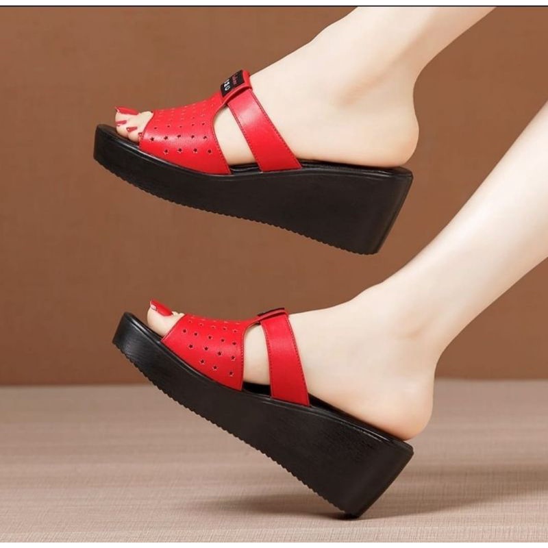 ABBUSHOES  Nn 28 wedges laser sol karet gmc fashion 7cm