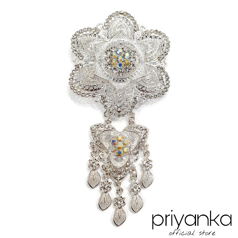 Bros Kebaya Flowie Satuan/Aksesoris kebaya modern / Bros kebaya modern kekinian-Gladys White