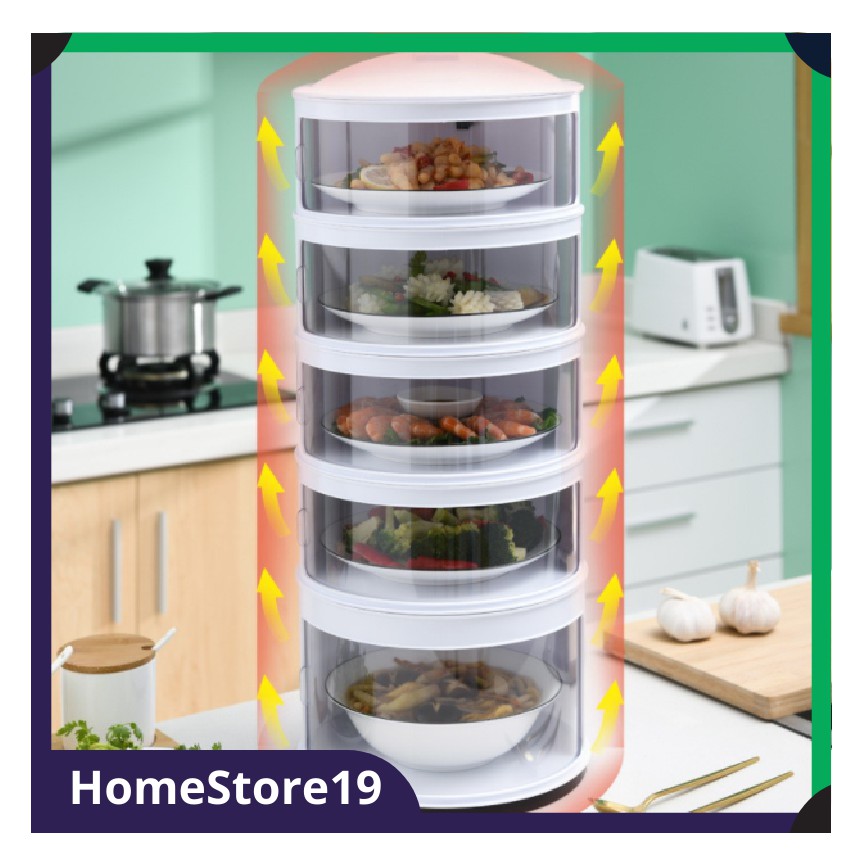 Tempat Simpan Makanan Susun 5 tingkat -Food Cover Tempat Simpan Lauk 5 Tingkat