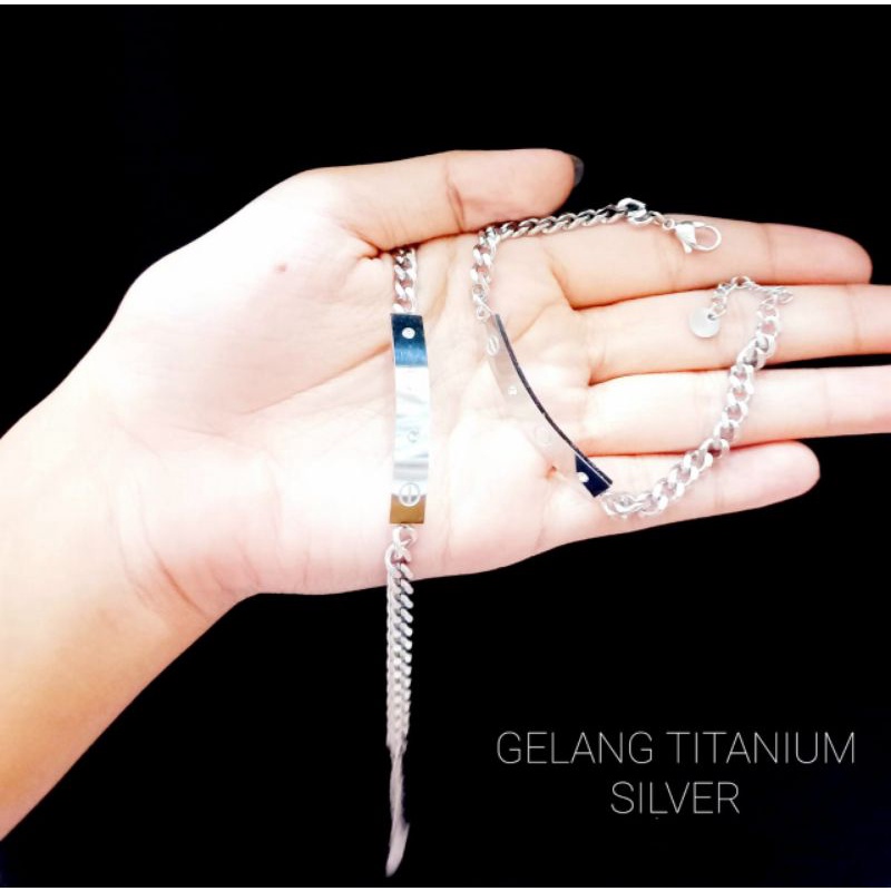 TRENDING GELANG WANITA RANTAI PLAT TITANIUM WANITA KUALITAS IMPOR-SILVER