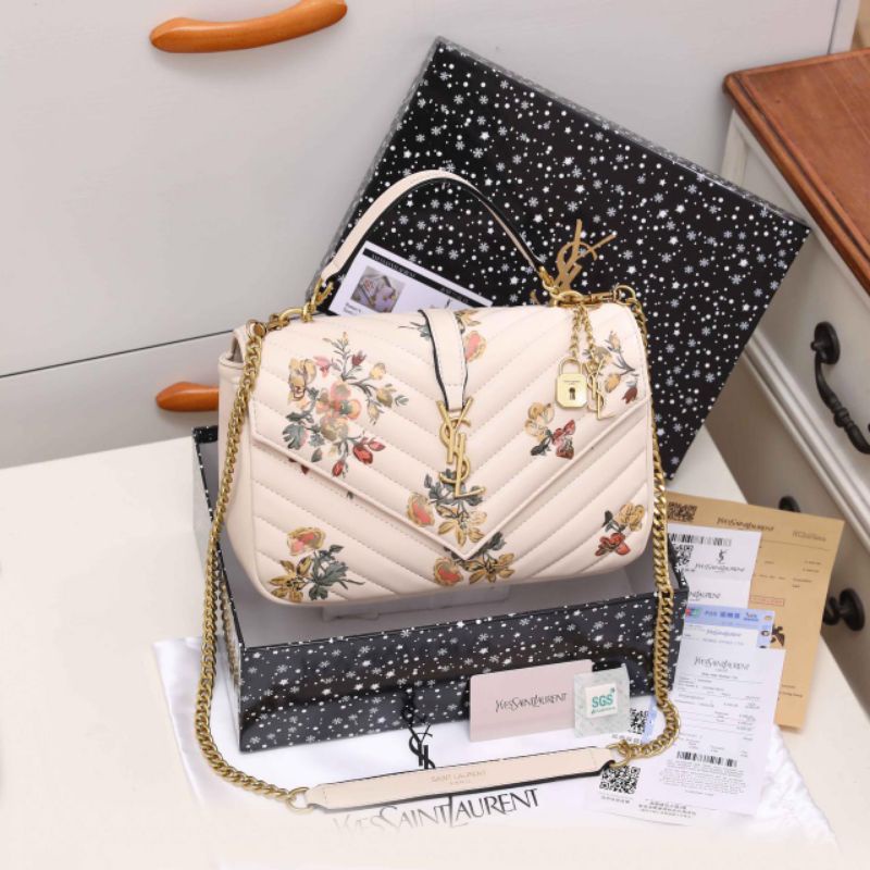 NEW YSL BAG FLOWER /  MIRROR 1:1/ TAS KULIT LAMB / WITH BOX AND NOSER / REAL PIC / TAS BRANDED