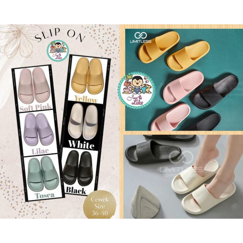 LIMITLESS Sandal Polos Wanita Slip On | Sandal Slop Wanita Karet Jelly | Sandal Rumah Cewe