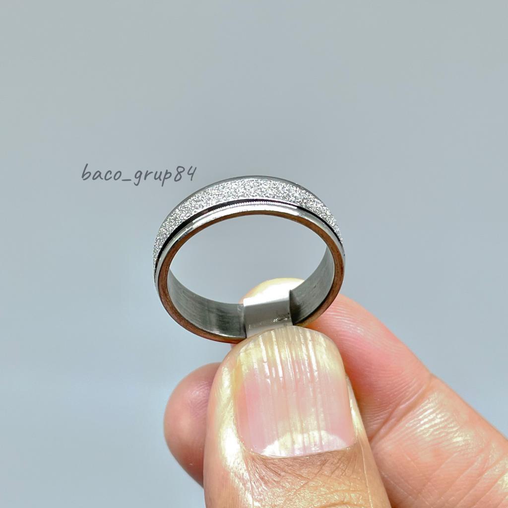 Cincin Titanium Pasir polos Putih P12 Cincin Tunangan Cincin Kawin Anti Karat Awet lama