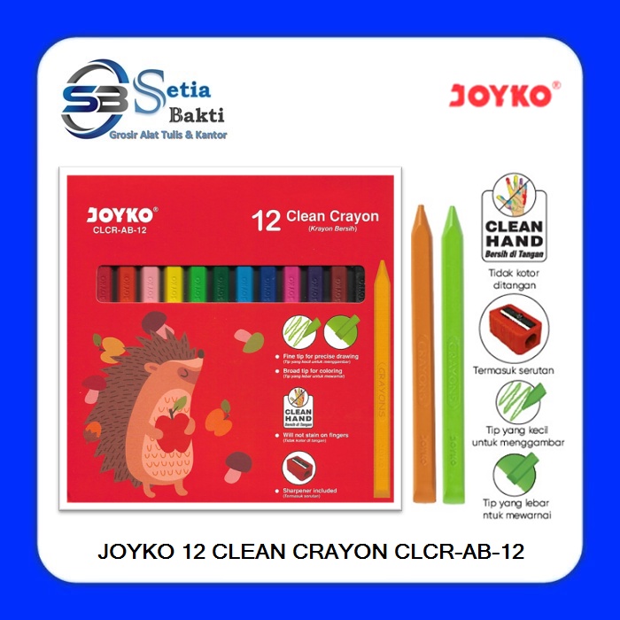 

JOYKO 12 Clean Crayon CLCR-AB-12 Krayon Bersih 12 Warna