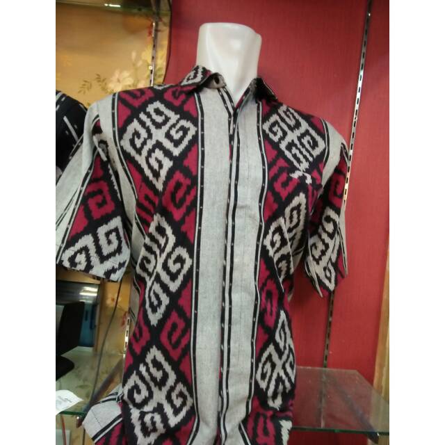 Kemeja cowok tenun ikat/hem pria tenun asli