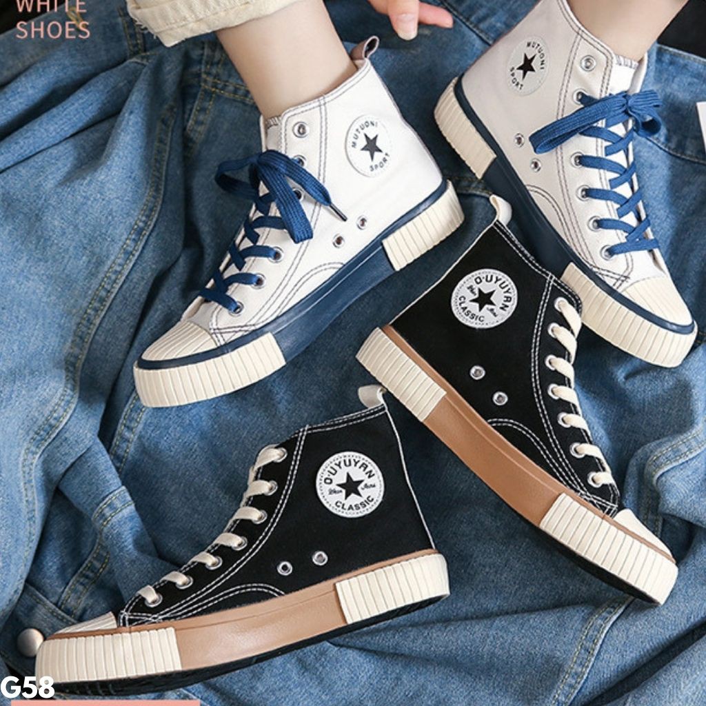 SEPATU SNEAKERS HIGH TOP GAYA KOREA MODEL TERBARU REMAJA DEWASA CANTIK BERKUALITAS G58