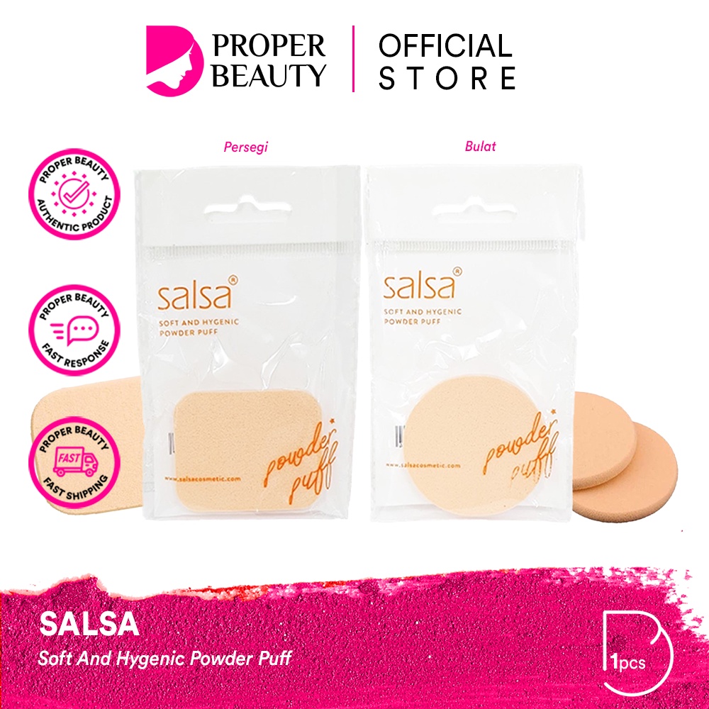 SALSA Soft And Hygenic Powder Puff Indonesia / Sponge Makeup / Face Spons Spon Wajah Bulat Persegi Coklat / Foundation Compact Loose Cushion / Bedak Padat Tabur / Satuan Full Set Paket Lengkap / Cosmetic Beauty Tools Curler Brush Palette Glue Blender Kuas