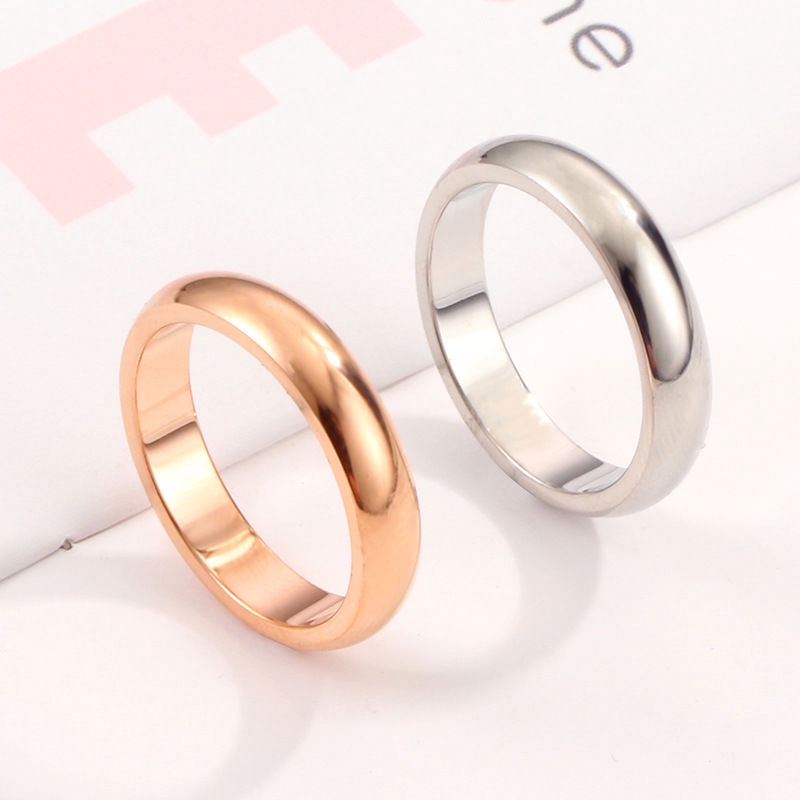 Cincin Bahan Stainless Steel Warna Emas Ukuran 4mm Untuk Pria Dan Wanita