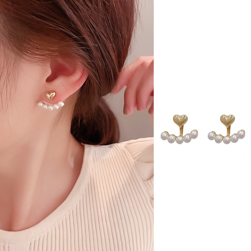 Anting Mutiara Model Melengkung Untuk Wanita korea emas earrings