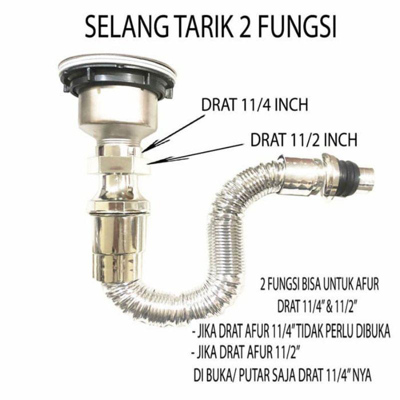 Selang Pembuangan Bak Cuci Piring + Afur /Selang Bak Cuci Piring Single Double High Quality