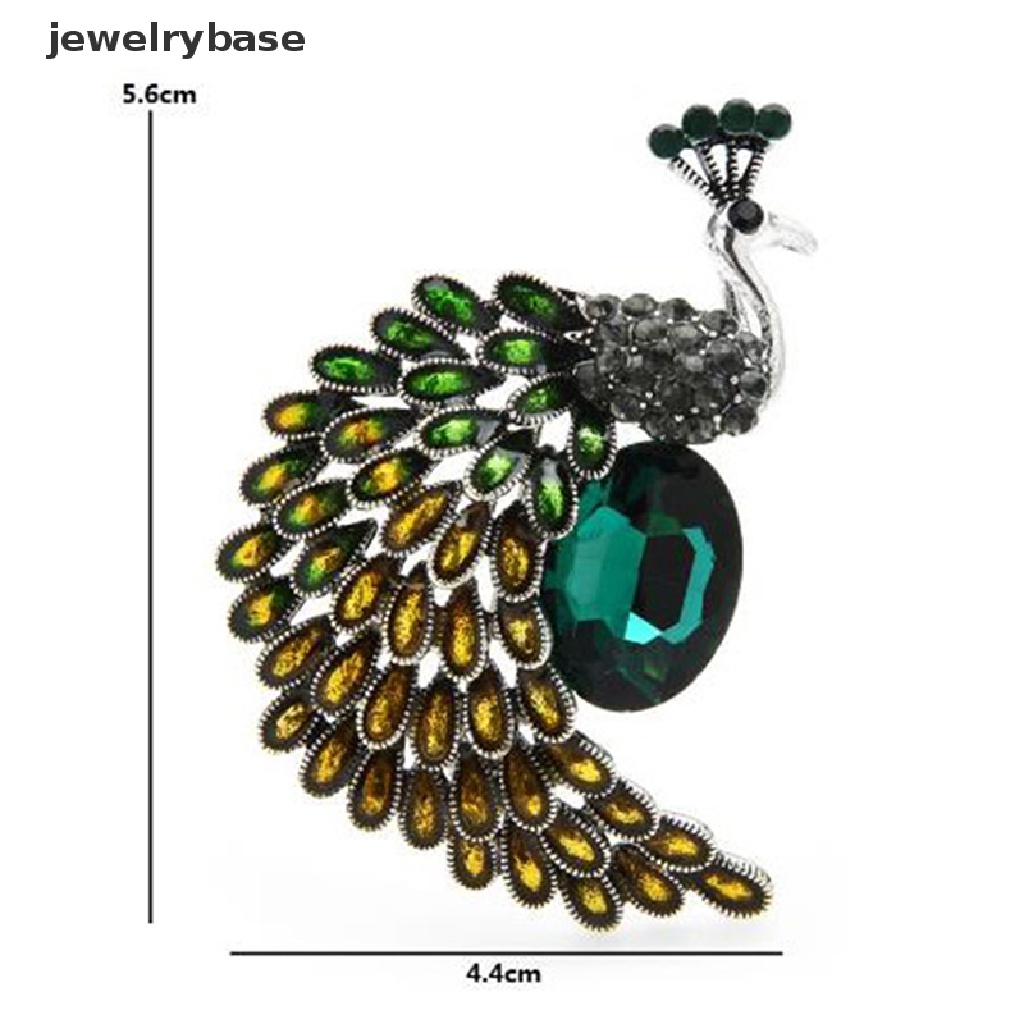 1 Pc Bros Bentuk Merak Aksen Berlian Imitasi Warna Hijau Untuk Wanita