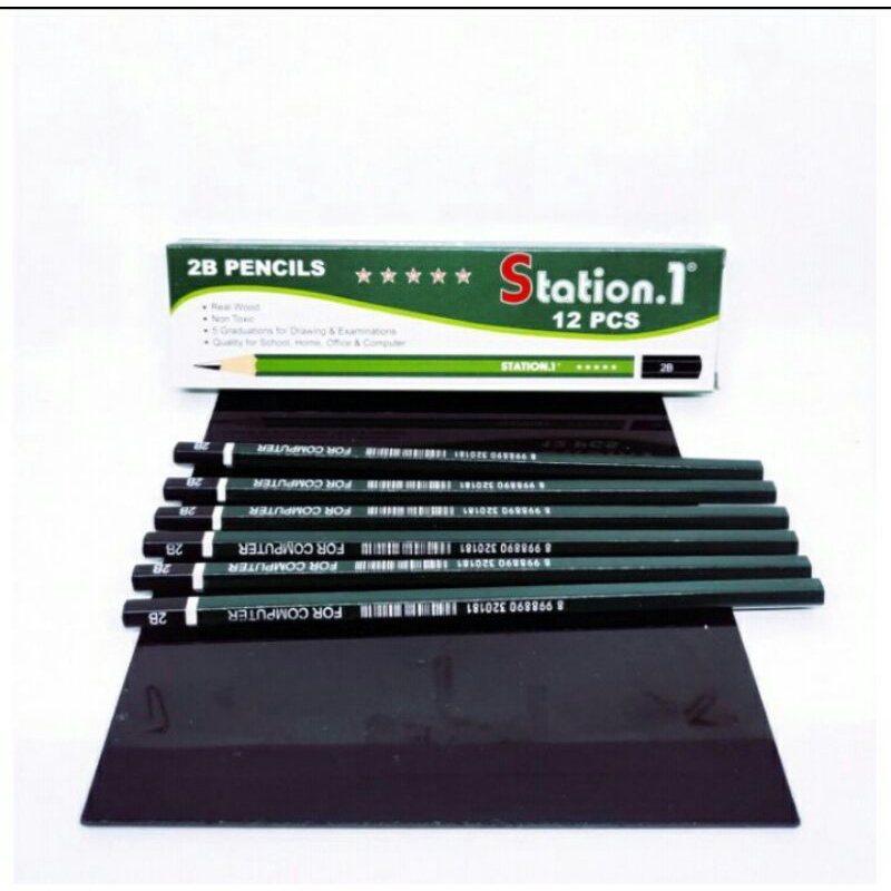 

PENSIL 2B STATION. 1)PENSIL MURAH ISI 12PCS