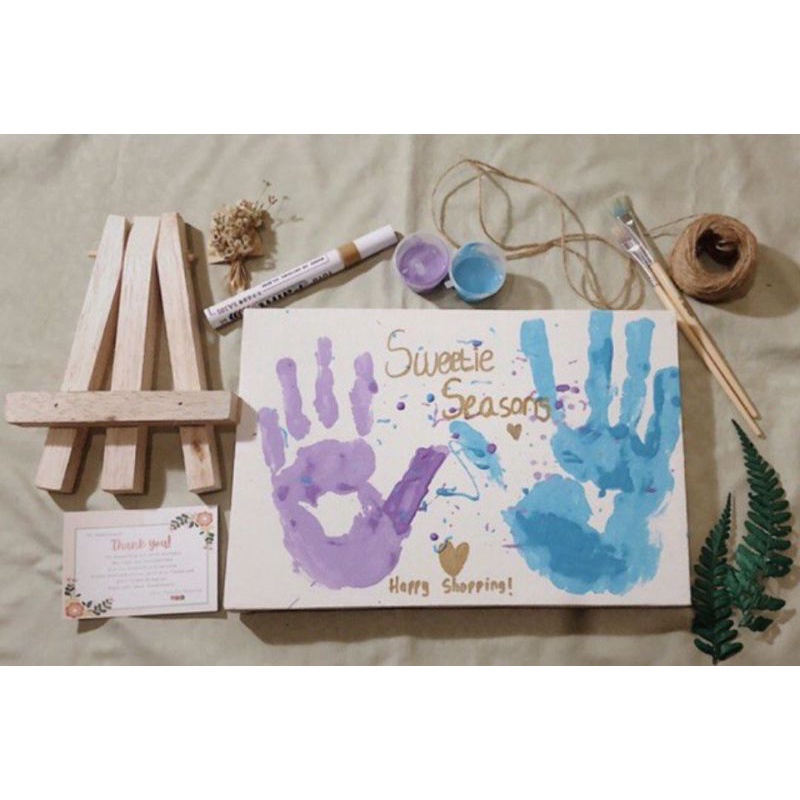 

DIY Handprint Painting Kit Canvas Lukis Set Easel Lukisan (termasuk Easel)