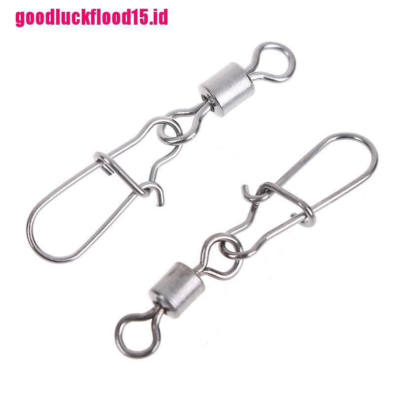 (LUCKID) 200pcs Kili-Kili Pancing rolling swivel Bahan stainless Steel