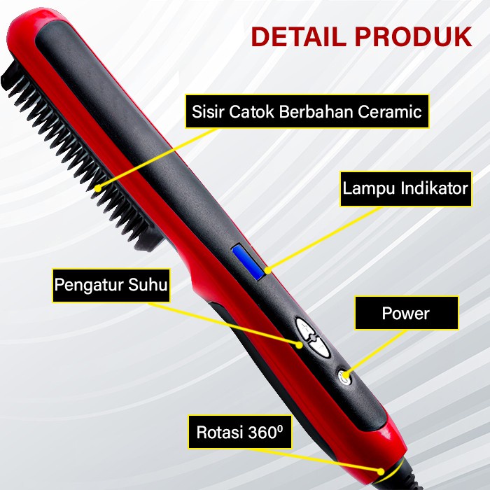 Sisir Pelurus Rambut | Catokan Asl 908 Fast Hair Straightener Comb Brush Eletric Hair Premium