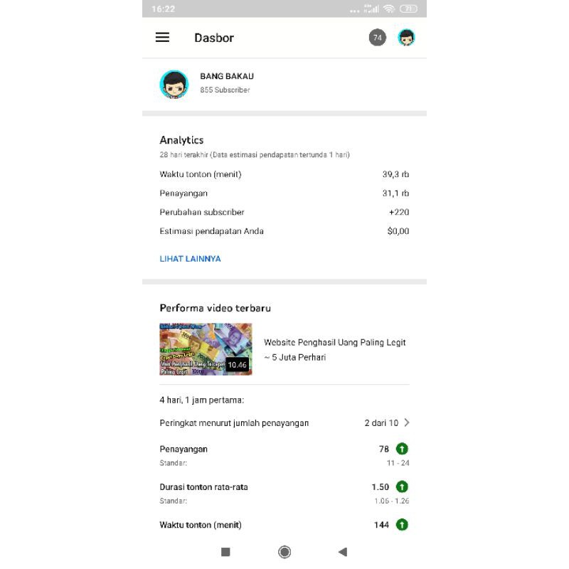 Akun YouTube Hampir Monetisasi