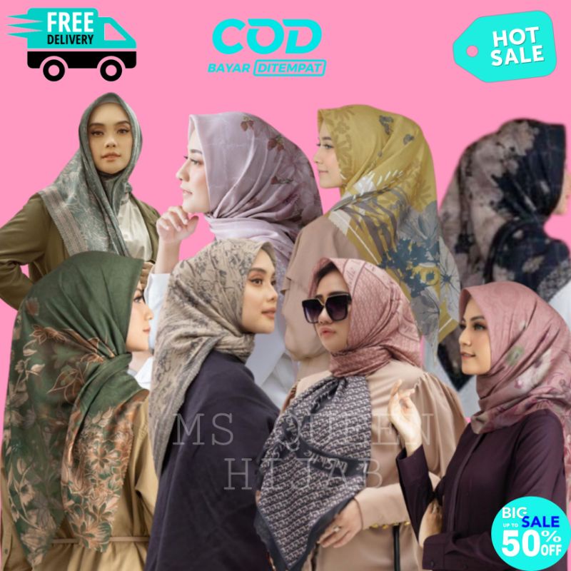 HIJAB SEGI EMPAT VOAL PREMIUM MOTIP LASER CUT   Jilbab SegiEmpat Motif  Kerudung paris 2023