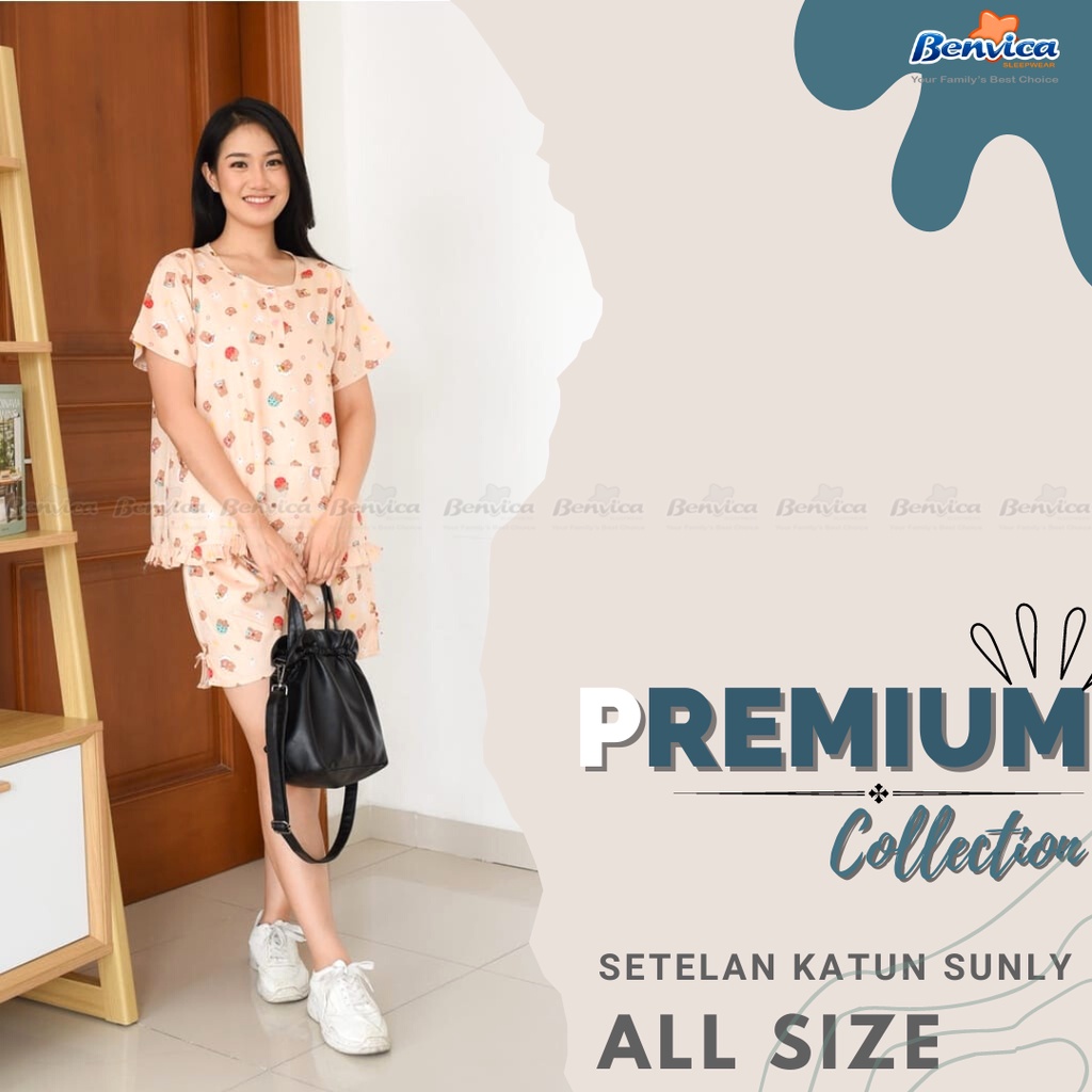 BAJU TIDUR CELANA PENDEK KATUN (3/4) SUNLY ADEM PREMIUM BANYAK MOTIF