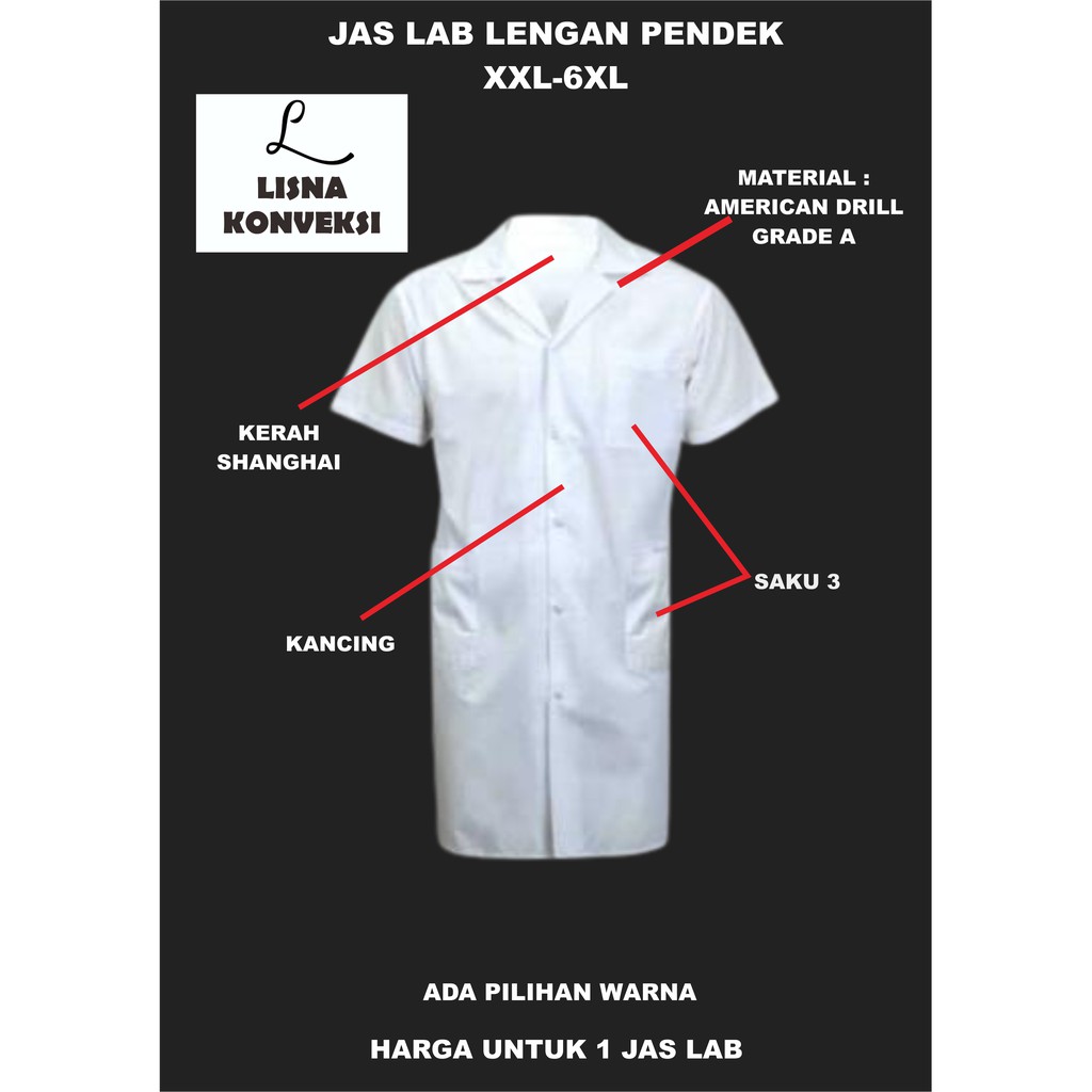 Jas Laboratorium APD Lengan Pendek XXL-6XL American Drill