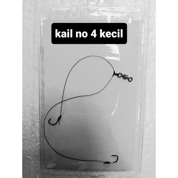 Rakitan pancing lumut ikan mujair no 4 kecil cabang 2 mata kail