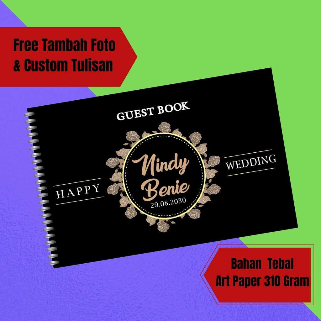 

Buku Tamu Pernikahan Custom Nama Foto Aesthetic Unik Tebal Premium murah