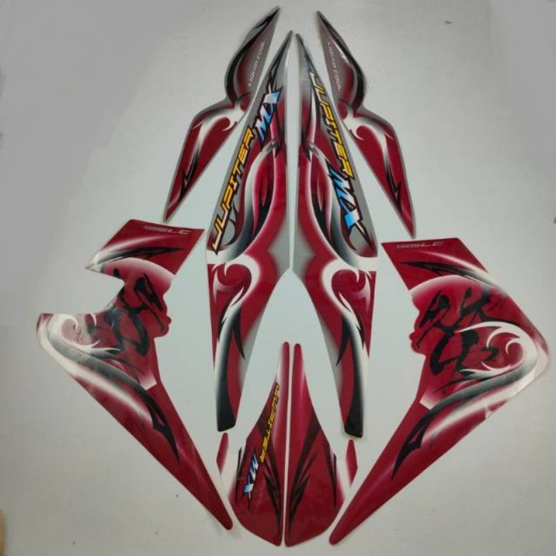 striping lis stiker standar ori yamaha Jupiter mx 135 lama old 2008 merah silver stiker ori Jupiter 